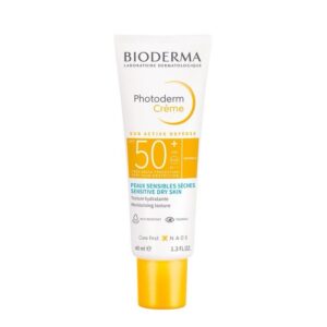 BIODERMA Photoderm Crème SPF50+ (40ml) – Très Haute Protection Solaire Hydratante pour Peaux Sensibles Normales à Sèches