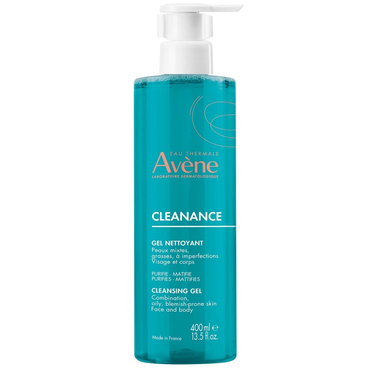 AVÈNE Cleanance Gel Nettoyant (400ml)- Soin Lavant Purifiant et Matifiant pour Peaux Mixtes, Grasses et à Imperfections